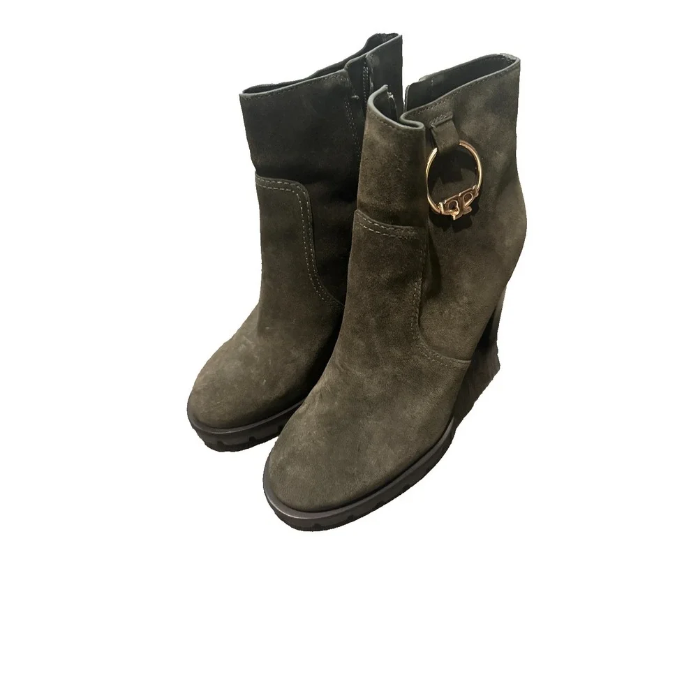 Tory Burch Sofia lugged Suede Boots Booties green size 8.5
